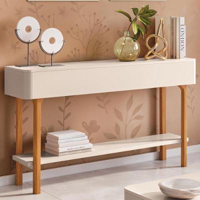 Aparador Sala De Estar 136cm Com Prateleira Fiero Off White - Hb Móveis