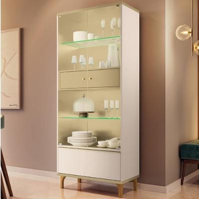 Cristaleira Portas De Vidro Com Led 76cm Delux Off/champanhe H01 - Mpozenato