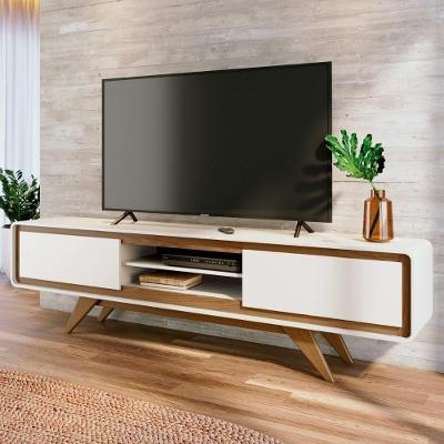 Rack Tv 75 Pol 220cm Orgânico 2 Portas Cecy Off White Z56 - Mpozenato