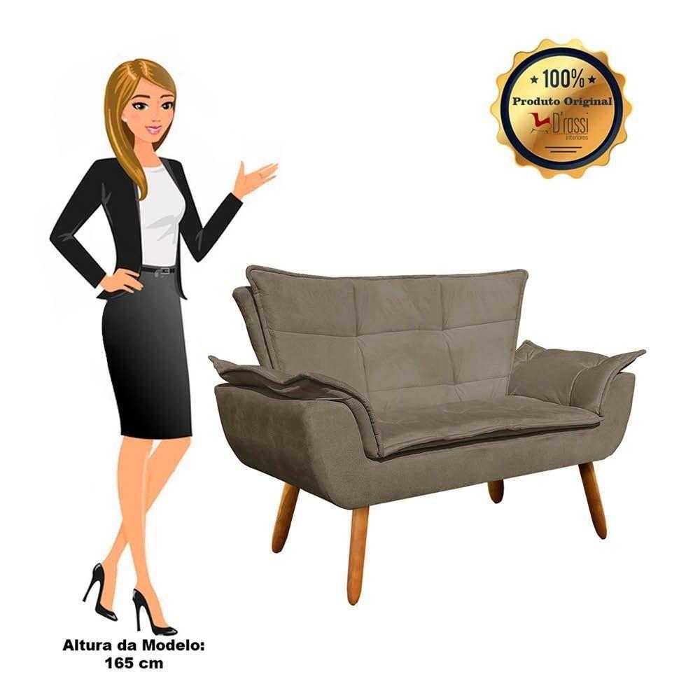 Namoradeira Opala Suede Castanho Marrom Rato - 4