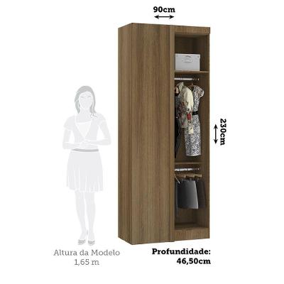 Guarda Roupa Canto Veneza 1 Porta Bater Avelã Cinza