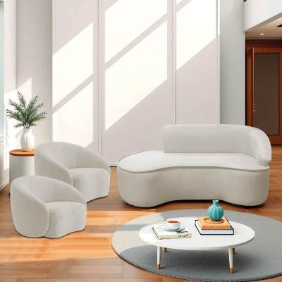 Kit Divã Recamier Orgânico Marrocos 200cm Lado Esquerdo E 2 Poltronas Amore Linho Bege