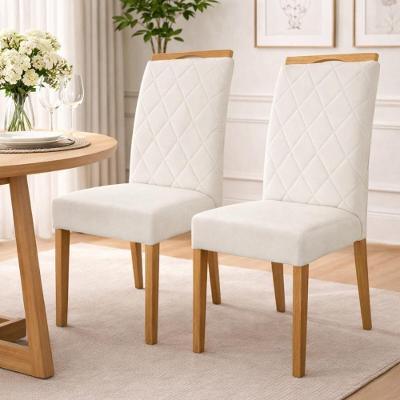 Kit 2 Cadeiras De Jantar Estofadas Madeira Maciça Multimóveis Cr15016 Madeirado-Bege