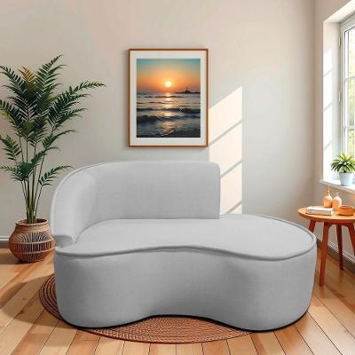 Divã Recamier Curvo Sala De Estar Recepção Marrocos 150cm Lado Direito Linho Cinza Claro