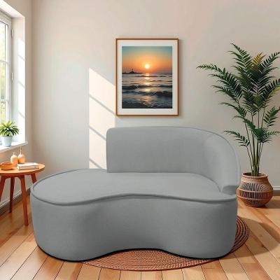 Divã Recamier Curvo Sala De Estar Recepção Marrocos 150cm Lado Esquerdo Bouclé Cinza