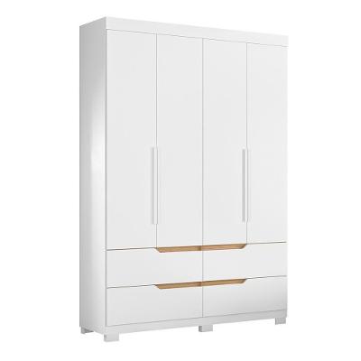 Guarda Roupa Solteiro Doble 4 Portas E 4 Gavetas Flex Freijó-branco - Móveis Albatroz