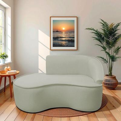 Divã Recamier Curvo Sala De Estar Recepção Marrocos 150cm Lado Esquerdo Bouclé Verde Oliva