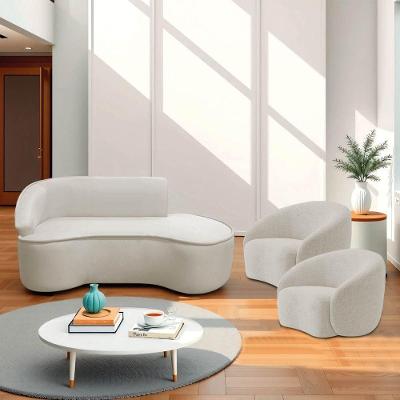 Kit Divã Recamier Orgânico Marrocos 180cm Lado Direito E 2 Poltronas Amore Linho Bege