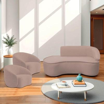 Kit Divã Recamier Orgânico Marrocos 160cm Lado Esquerdo E 2 Poltronas Amore Linho Rosê