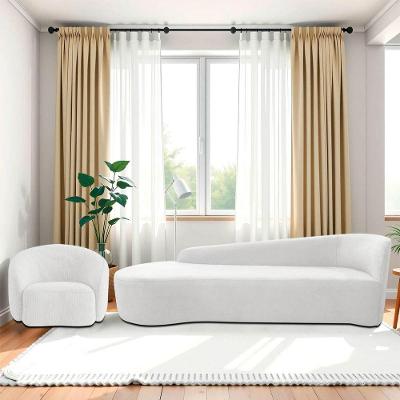 Kit Divã Recamier Orgânico França 200cm Lado Esquerdo E Poltrona Amore Bouclé Branco