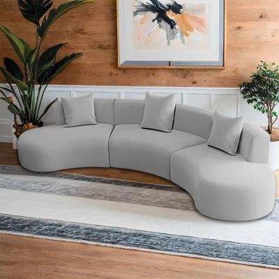 Kit Sofá Modular 4 Lugares 360cm Moderno Curvo Orgânico Duna Linho Cinza Claro