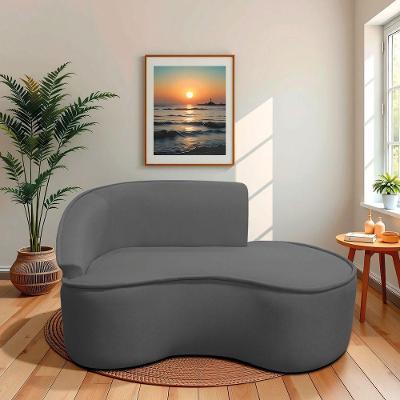 Divã Recamier Curvo Sala De Estar Recepção Marrocos 150cm Lado Direito Linho Cinza Escuro