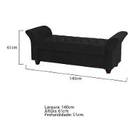 Recamier Divã Morabe P04 140 Cm Suede Preto Tca 944 - 5