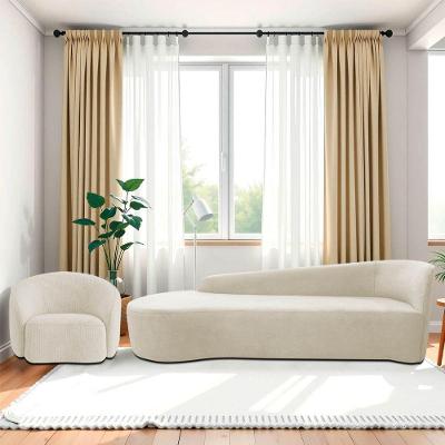 Kit Divã Recamier Orgânico França 250cm Lado Esquerdo E Poltrona Amore Bouclé Bege