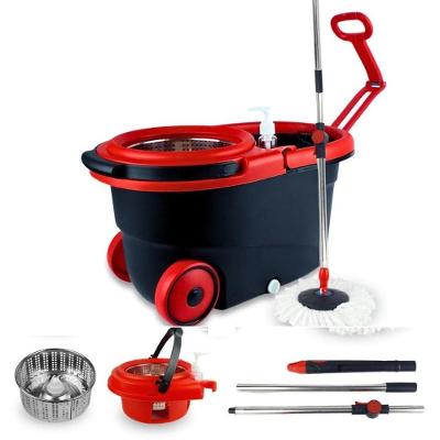 Mop Giratório 13 Litros Balde Inox Esfregão Com Roda Puxador