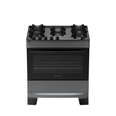 Fogão 5 Bocas Atlas Mônaco Top Glass Mesa De Vidro Bivolt Titanium