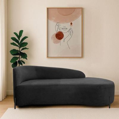 Divã Recamier Orgânico França 140cm Lado Dir Pés Metal Preto Bouclé Preto