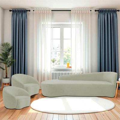 Kit Divã Recamier Orgânico França 250cm Lado Esquerdo E 2 Poltronas Amore Bouclé Verde Oliva