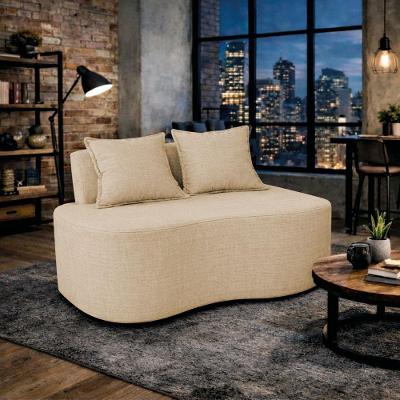 Sofá Bellé 100cm Moderno Confortável Sala Estar Luxo Bouclé Bege