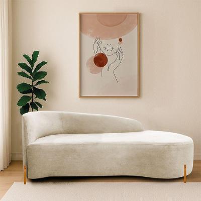 Divã Recamier Orgânico França 140cm Lado Dir Pés De Madeira Bouclé Bege