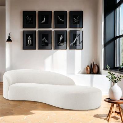 Divã Recamier Orgânico França 220cm Lado Direito Bouclé Branco