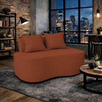Sofá Bellé 100cm Moderno Confortável Sala Estar Luxo Bouclé Terracota