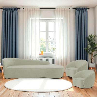 Kit Divã Recamier Orgânico França 200cm Lado Direito E 2 Poltronas Amore Bouclé Verde Oliva