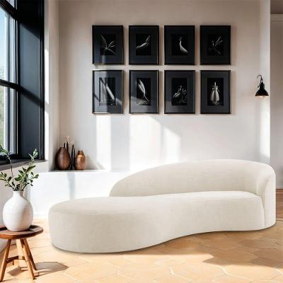 Divã Recamier Orgânico França 250cm Lado Esquerdo Bouclé Bege