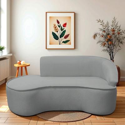 Divã Recamier Curvo Sala De Estar Recepção Marrocos 180cm Lado Esquerdo Bouclé Cinza