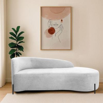 Divã Recamier Orgânico França 140cm Lado Dir Pés Metal Preto Bouclé Branco