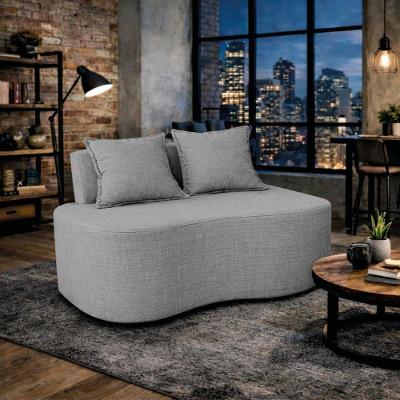 Sofá Bellé 100cm Moderno Confortável Sala Estar Luxo Linho Cinza Claro
