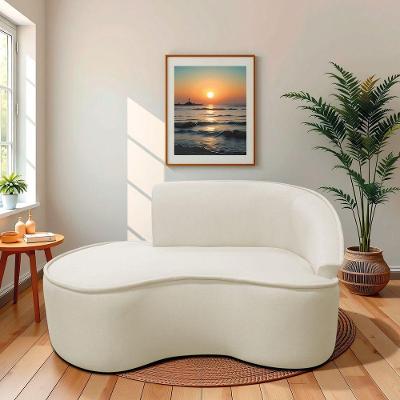Divã Recamier Curvo Sala De Estar Recepção Marrocos 160cm Lado Esquerdo Bouclé Bege