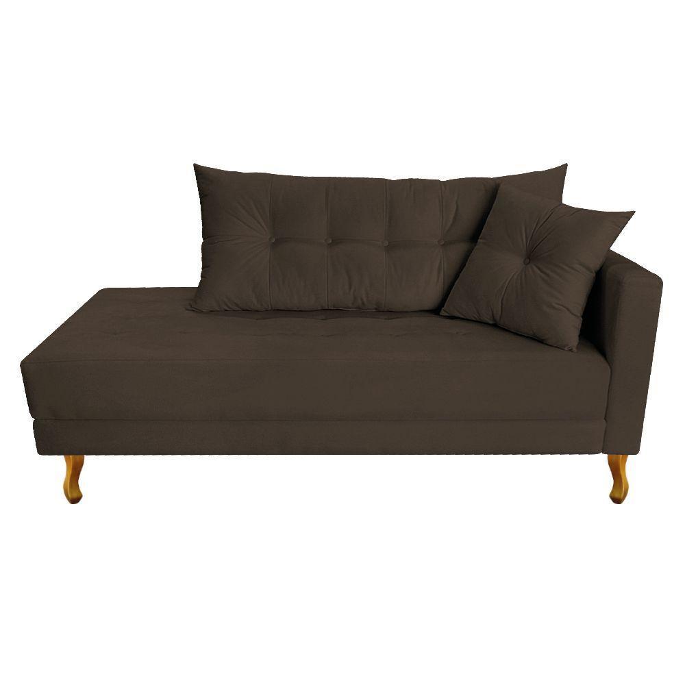 Recamier Azura 160cm Com Almofada Lado Esquerdo Suede Cor Marrom - 2