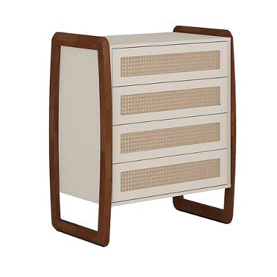 Cômoda Veneza 6028 4 Gavetas Madeira MDF Laqueado Nude para Dormitório Moderno