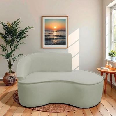 Divã Recamier Curvo Sala De Estar Recepção Marrocos 160cm Lado Direito Bouclé Verde Oliva