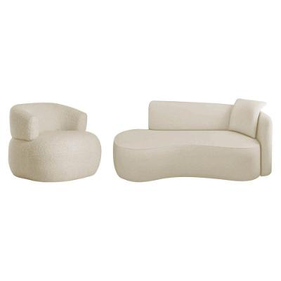 Kit Divã Recamier 180cm E Poltrona Luxo Suíça Lado Esquerdo Linho Bege