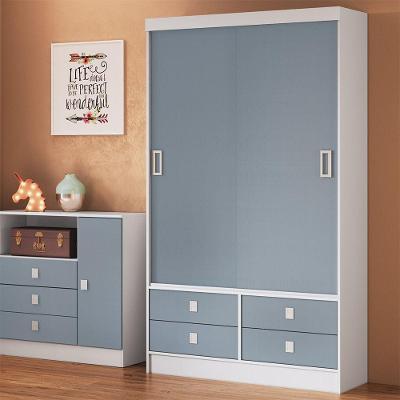 Roupeiro Casal Em Mdp Com 2 Portas E 4 Gavetas Percasa Azul