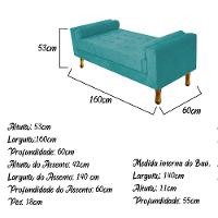 Recamier Baú Félix Queen 160cm Suede Turquesa Doce Sonho - 3