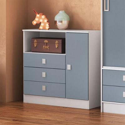Cômoda Infantil 3 Gavetas 1 Porta Mdp 15mm Percasa Azul