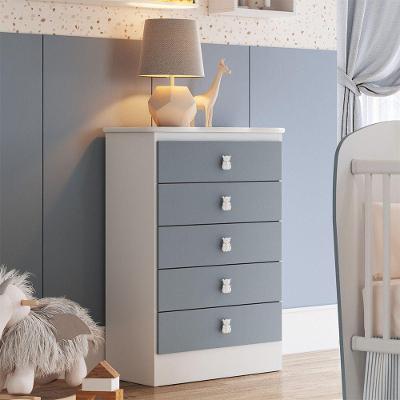 Cômoda Ursinho Infantil Com 5 Gavetas Mdp 15mm Percasa Azul