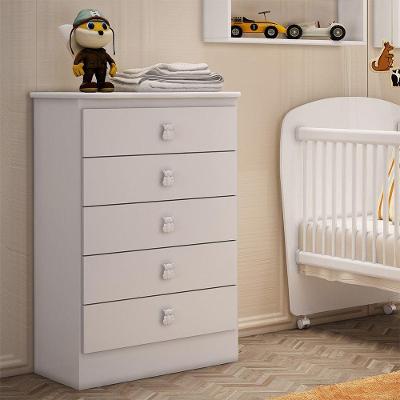 Cômoda Ursinho Infantil Com 5 Gavetas Mdp 15mm Percasa Branco
