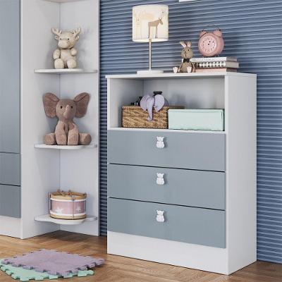 Cômoda Infantil Ursinho Com 3 Gavetas Mdp 15mm Percasa Azul