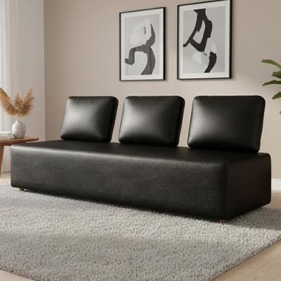 Sofá 3 Lugares 222cm Sala De Estar Rovier Sintético Preto Z32 - Mpozenato