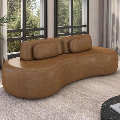Sofá 4 Lugares 280cm Orgânico Mellanie Sintético Caramelo Z32 - Mpozenato