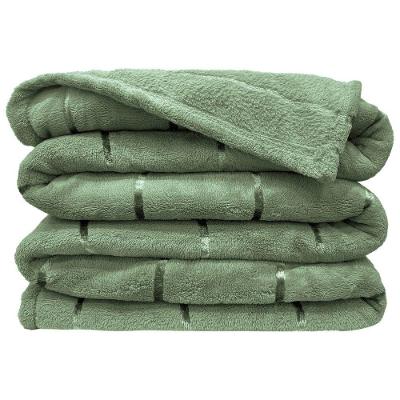 Manta Ruby Flannel Queen 100% Poliéster Verde Listras Decorativa para Cama Sofá