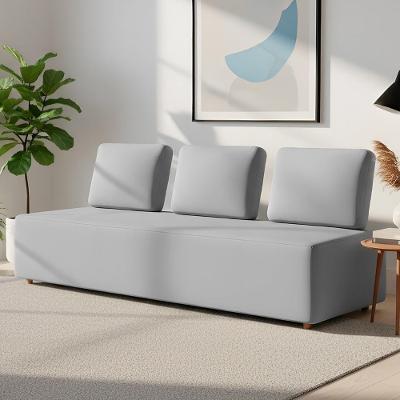 Sofá 3 Lugares 222cm Sala De Estar Rovier Veludo Cinza Z32 - Mpozenato