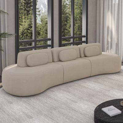 Sofá 4 Lugares 326cm Orgânico Mellanie Veludo Bege Z32 - Mpozenato