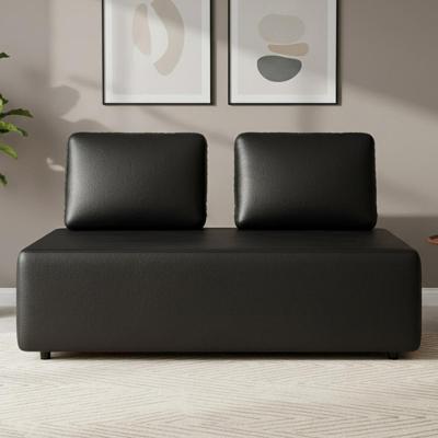 Sofá 2 Lugares 148cm Sala De Estar Rovier Sintético Preto Z32 - Mpozenato