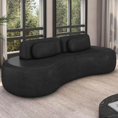 Sofá 4 Lugares 280cm Orgânico Mellanie Sintético Preto Z32 - Mpozenato