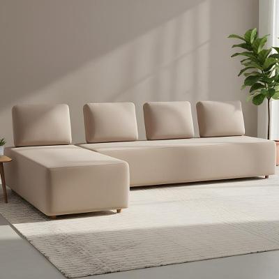 Sofá 4 Lugares Com Chaise 296cm Rovier Veludo Bege Z32 - Mpozenato